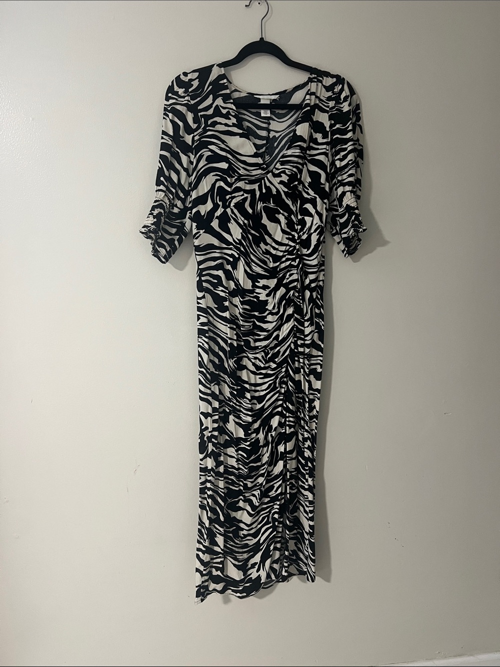 H&M Black and White Zebra-Print Maxi Dress